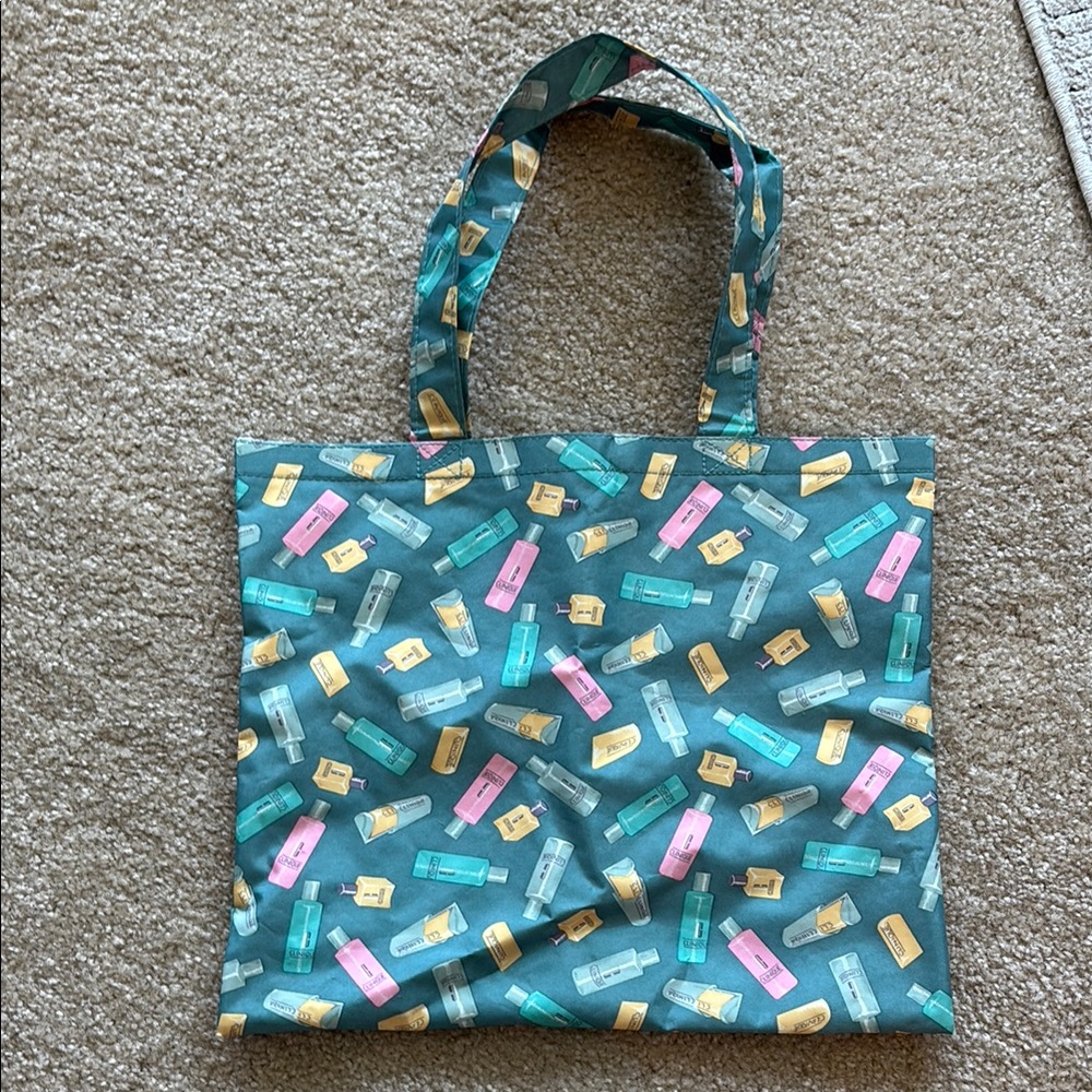 Clinique Multicolor Cosmetic Pattern Tote